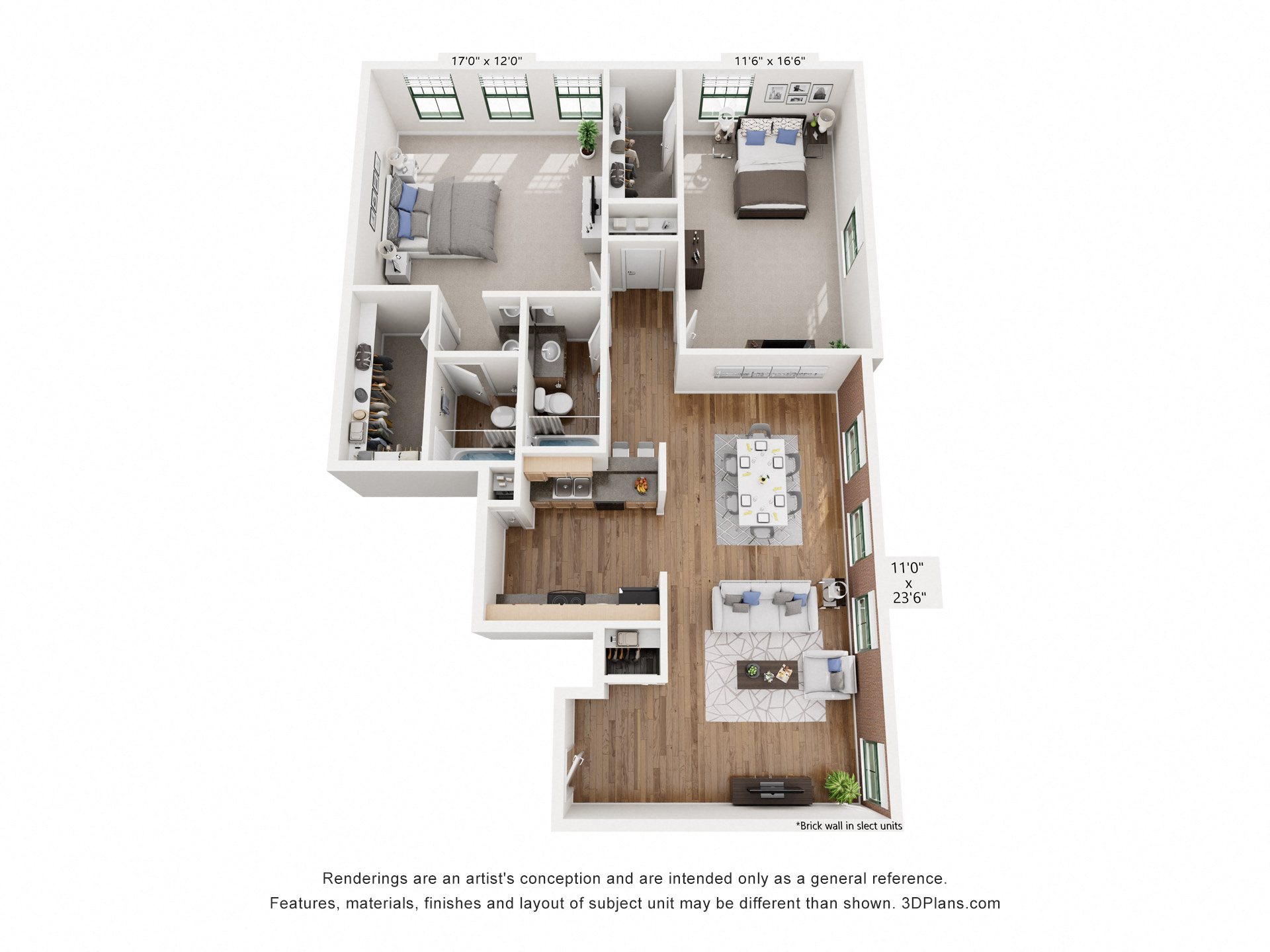 Two Bedroom Two Bath C floor plan